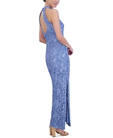 Jessica Howard Women's Embellished Lace Halter Gown