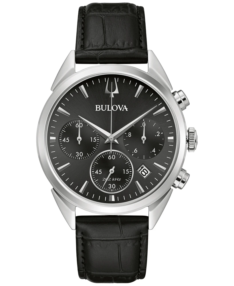 Bulova Men's Chronograph High Precision Leather Strap Watch 42mm