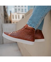 Taft Men's Handcrafted Woven Leather High Top Lace Up Sneaker