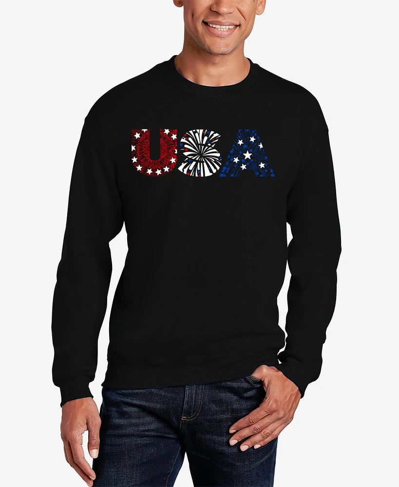La Pop Art Usa Fireworks - Men's Word Crewneck Sweatshirt
