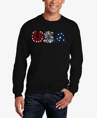 La Pop Art Usa Fireworks - Men's Word Crewneck Sweatshirt