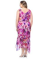 Xscape Plus Floral Blouson High-Low Dress