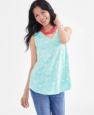 Style & Co Women's Printed V-Neck Tank Top, Created for Macy's