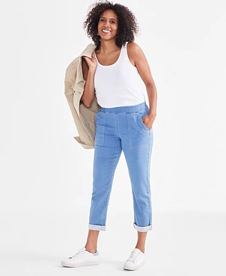 Style & Co Petite Mid-Rise Pull-On Straight-Leg Jeans