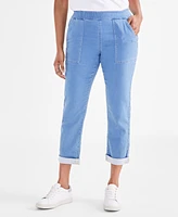 Style & Co Petite Mid-Rise Pull-On Straight-Leg Jeans