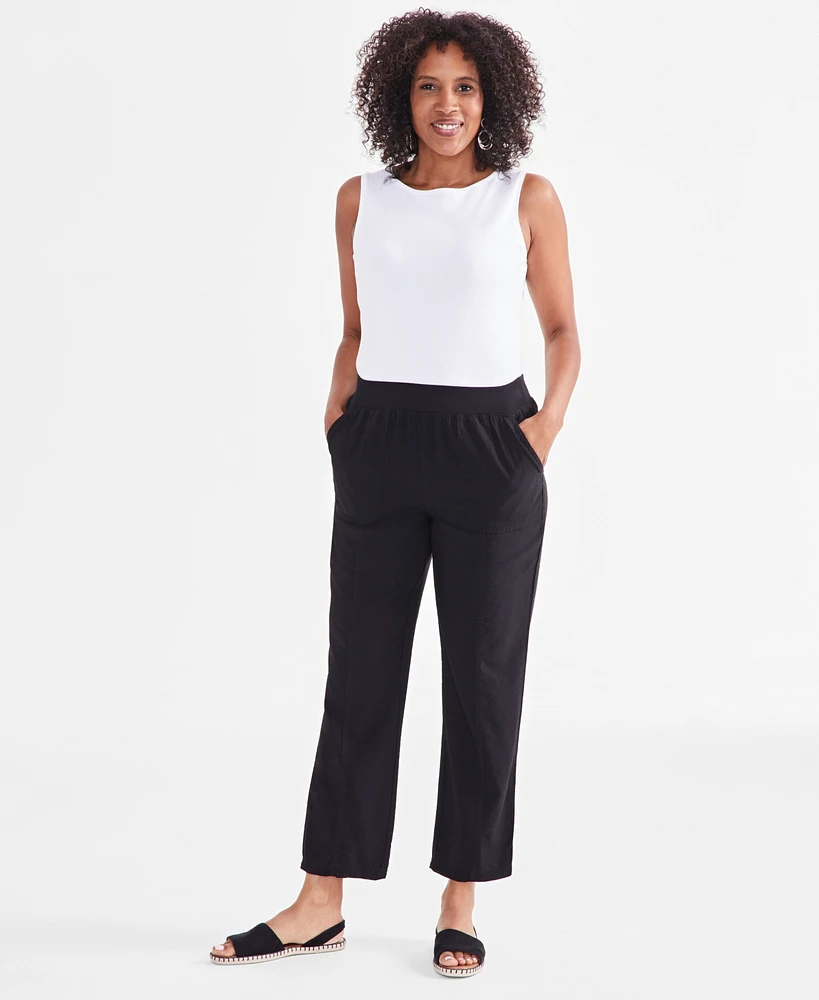 Style & Co Women's Mid-Rise Pull On Straight-Leg Ankle Pants, Created for Macy's