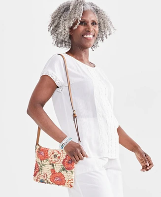 Style & Co Women's Round-Neck Crochet-Trim Dolman Top, Created for Macy's