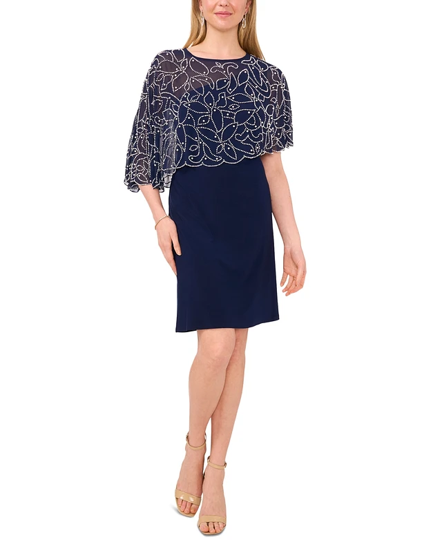 Msk Women's Embellished-Caplet Jersey Shift Dress | MainPlace Mall