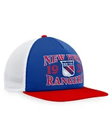 Fanatics Branded Men's Blue/Red New York Rangers Heritage Vintage-Like Foam Front Trucker Snapback Hat