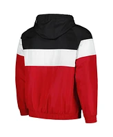 New Era Men's Red Cincinnati Reds Ripstop Raglan Quarter-Zip Hoodie Windbreaker Jacket