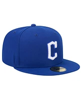 New Era Men's Royal Cleveland Guardians White Logo 59Fifty Fitted Hat