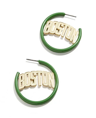 BaubleBar Boston Celtics Enamel Hoop Earrings