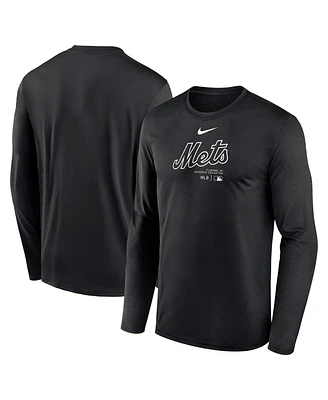 Nike Men's Black New York Mets Authentic Collection Practice Performance Long Sleeve T-Shirt