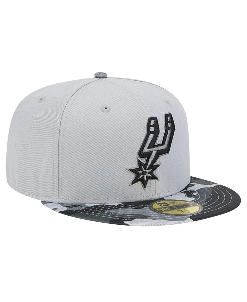 New Era Men's Gray San Antonio Spurs Active Color Camo Visor 59fifty Fitted Hat