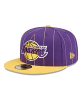 New Era Men's Purple/Gold Los Angeles Lakers Pinstripe Two-Tone 59fifty Fitted Hat