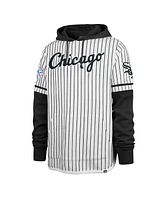 47 Brand Men's White Chicago Sox Pinstripe Double Header Pullover Hoodie