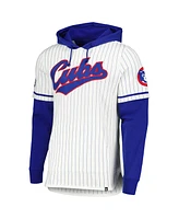 47 Brand Men's White Chicago Cubs Pinstripe Double Header Pullover Hoodie