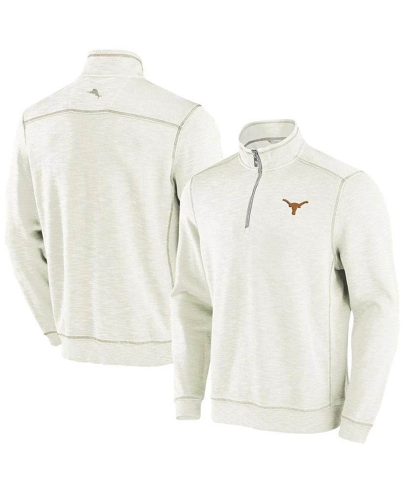 Tommy Bahama Men's Cream Texas Longhorns Tobago Bay Half-Zip Tri-Blend Top