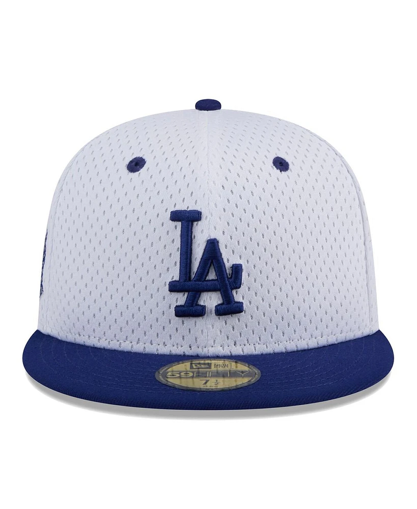 New Era Men's White Los Angeles Dodgers Throwback Mesh 59fifty Fitted Hat