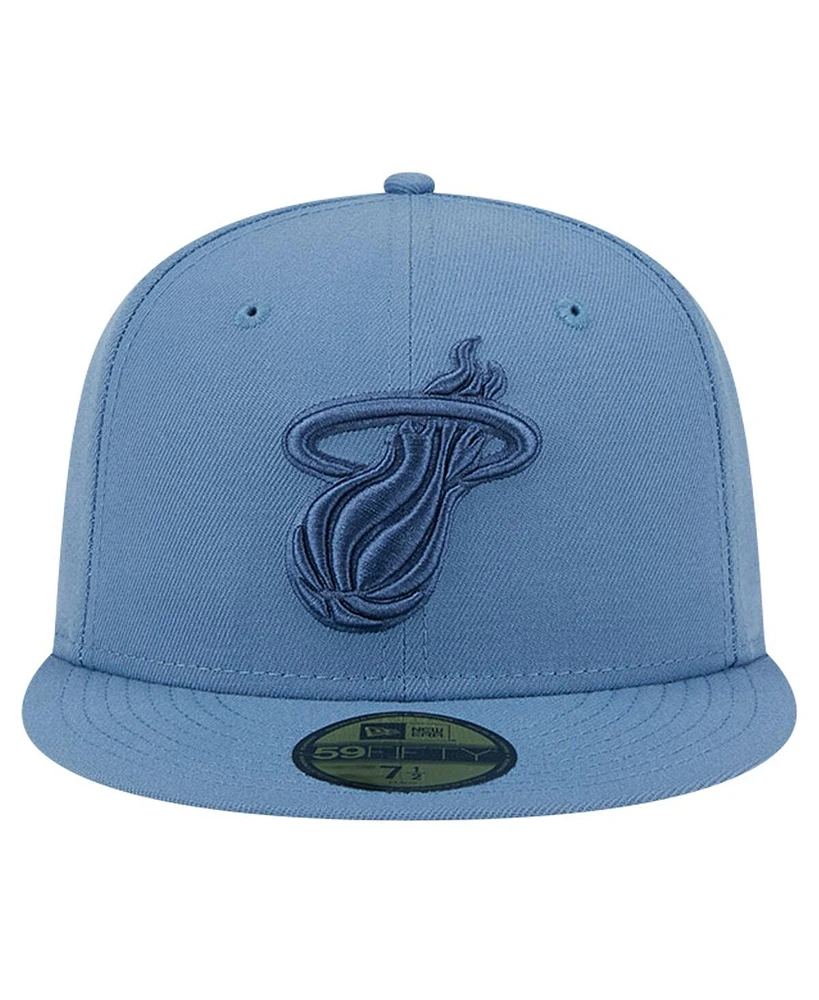 New Era Men's Blue Miami Heat Color Pack Faded Tonal 59fifty Fitted Hat