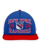 Fanatics Branded Men's Blue/Red New York Rangers Heritage Vintage-Like Foam Front Trucker Snapback Hat