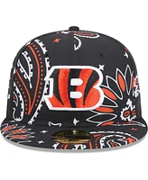 New Era Men's Black Cincinnati Bengals Paisley 59Fifty Fitted Hat