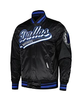 Pro Standard Men's Black Dallas Mavericks Script Tail Full-Snap Satin Varsity Jacket