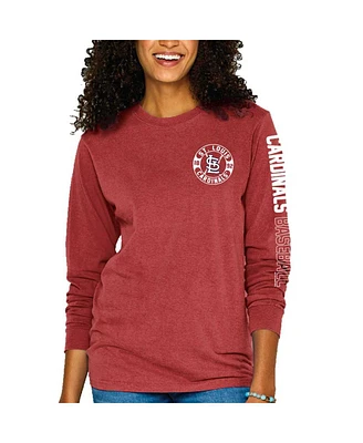 Soft as a Grape Women's Red St. Louis Cardinals Pigment-Dyed Long Sleeve T-Shirt