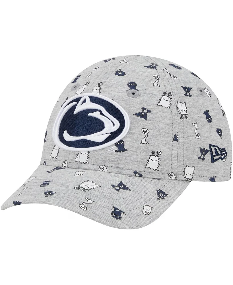 New Era Toddler Heather Gray Penn State Nittany Lions Allover Print Critter 9Forty Flex Hat