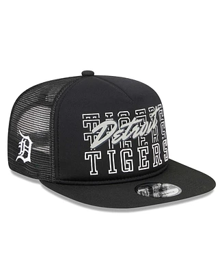 New Era Men's Black Detroit Tigers Street Team A-Frame Trucker 9Fifty Snapback Hat