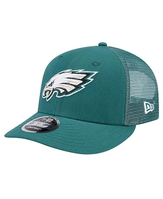 New Era Men's Midnight Green Philadelphia Eagles Main Trucker Low Profile 9Fifty Snapback Hat