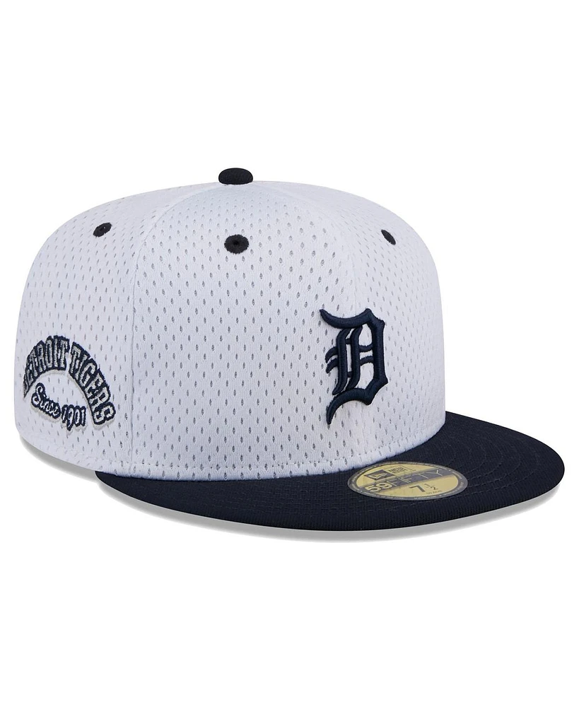 New Era Men's White Detroit Tigers Throwback Mesh 59Fifty Fitted Hat