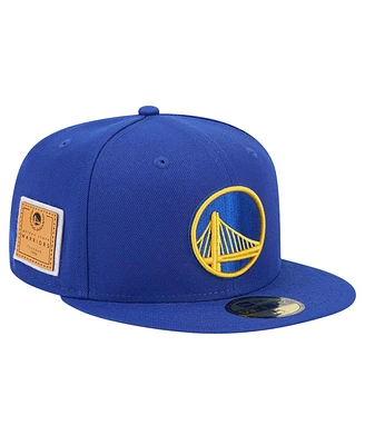 New Era Men's Royal Golden State Warriors Court Sport Leather Applique 59Fifty Fitted Hat