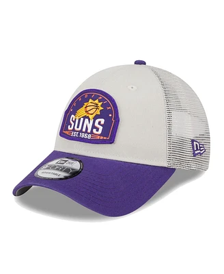 New Era Men's Khaki/Purple Phoenix Suns Throwback Patch Trucker 9Forty Adjustable Hat