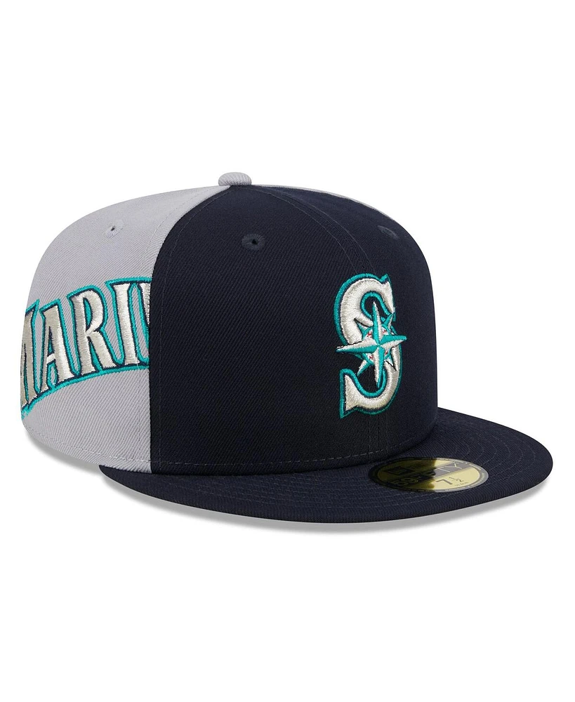 New Era Men's Navy/Gray Seattle Mariners Gameday Sideswipe 59Fifty Fitted Hat