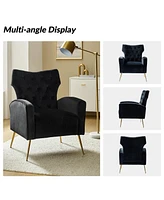 Modern Tufted Back Velvet Accent Chair for Living Room Bedroom
