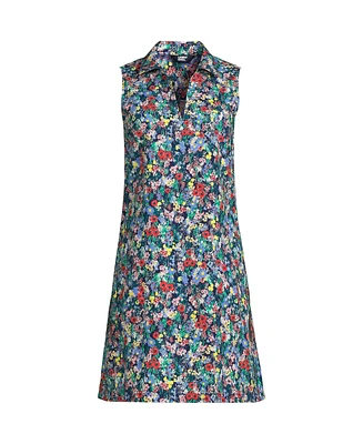 Lands' End Women's Sleeveless Cotton Poplin Dress