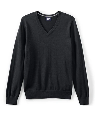 Lands' End Men's School Uniform Unisex Cotton Modal Vneck Pullover Sweater