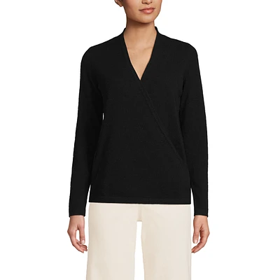 Lands' End Women's Cashmere Long Sleeve Wrap Sweater