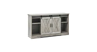 Slickblue Tv Stand with Adjustable Shelf and Sliding Barn Door Cabinet-Grey