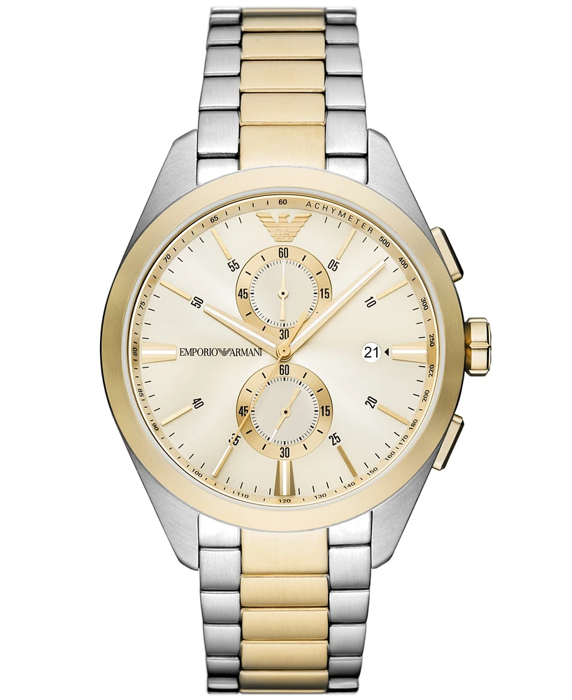 Emporio Armani Men's Chronograph Two-Tone Stainless Steel Bracelet Watch 43mm