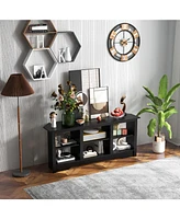 Slickblue 58 Inch Tv Stand with 6 Open Storage Shelves for TVs up to 65 Inches-Gray