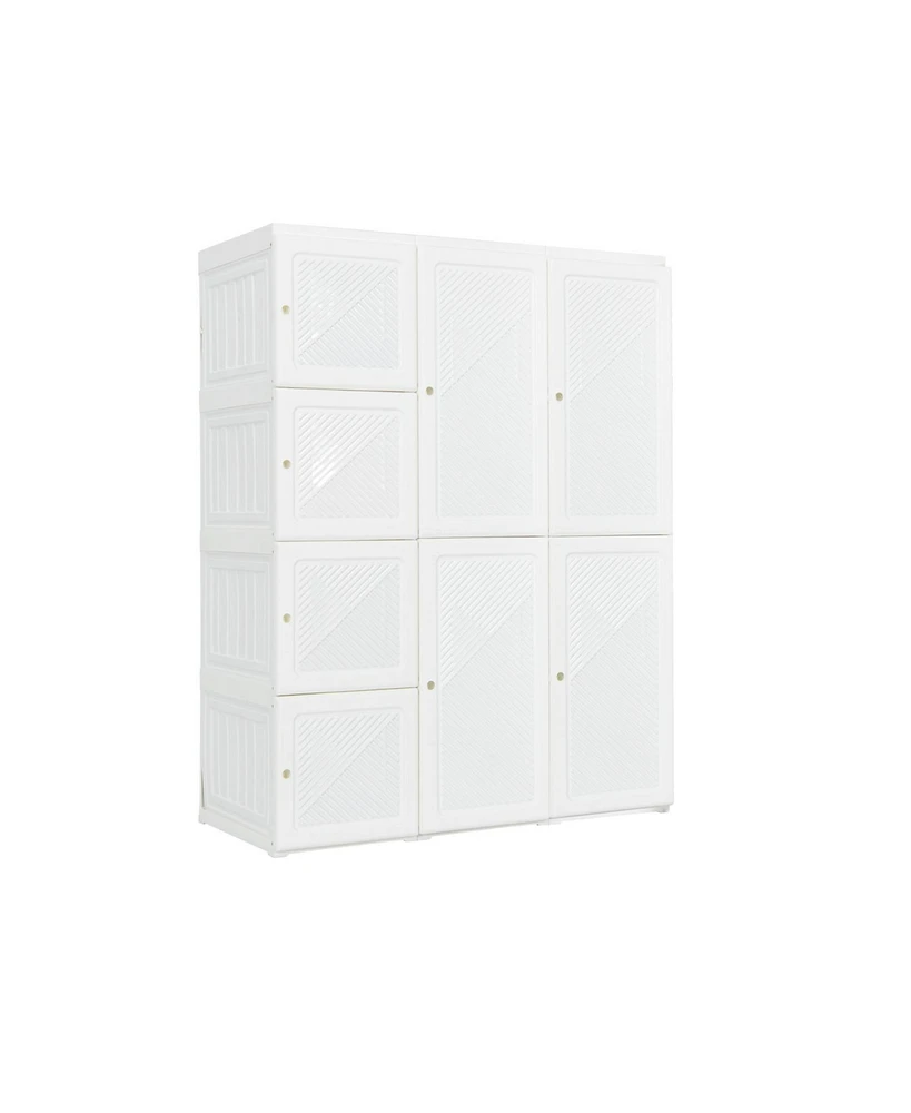 Slickblue Clothes Foldable Armoire Wardrobe Closet with 12 Cubby Storage