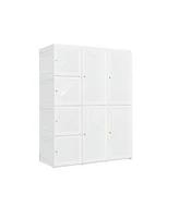 Slickblue Clothes Foldable Armoire Wardrobe Closet with 12 Cubby Storage