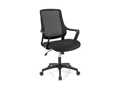 Slickblue Modern Breathable Mesh Chair with Curved Backrest and Armrest-Black