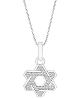 Men's Star of David Open 22" Pendant Necklace (1/2 ct. t.w.) in Sterling Silver