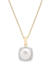 3-Pc. Set Cultured Freshwater Pearl (6-7mm) & Diamond Accent Pendant Necklace, Earrings, and Ring in 14k Gold-Plated Sterling Silver