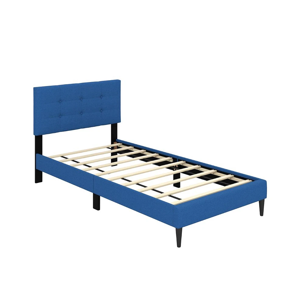 Slickblue Twin Upholstered Platform Bed with Button Tufted Headboard