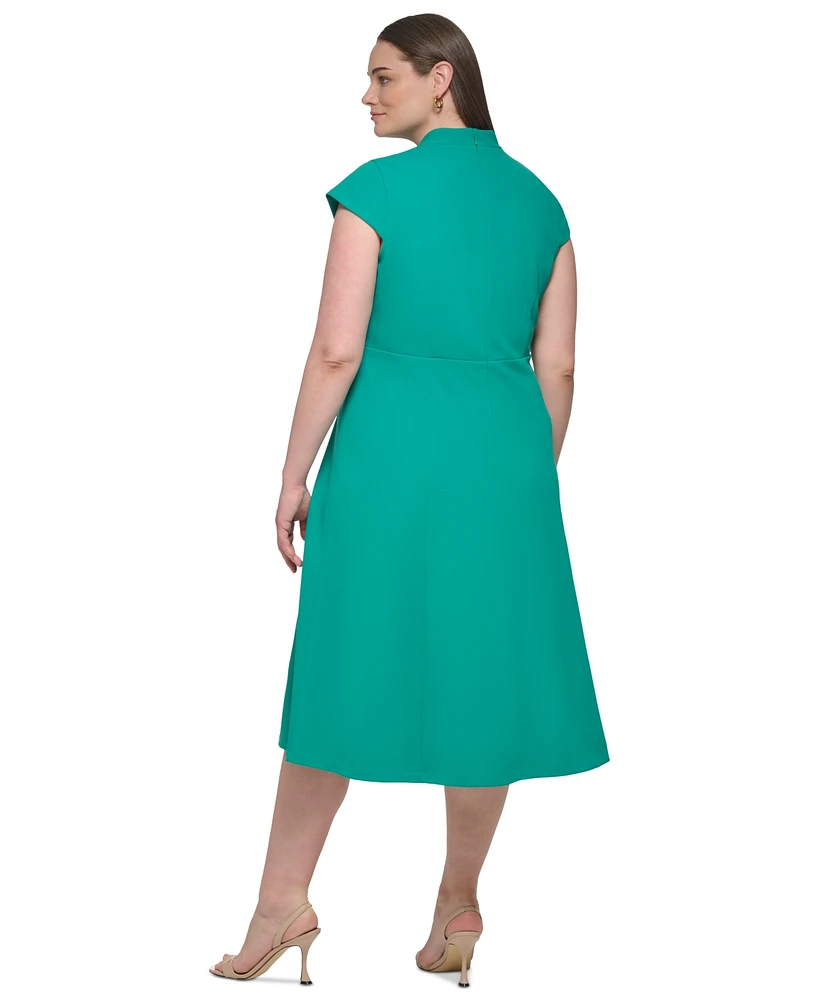 Calvin Klein Plus V-Neck Short-Sleeve A-Line Dress