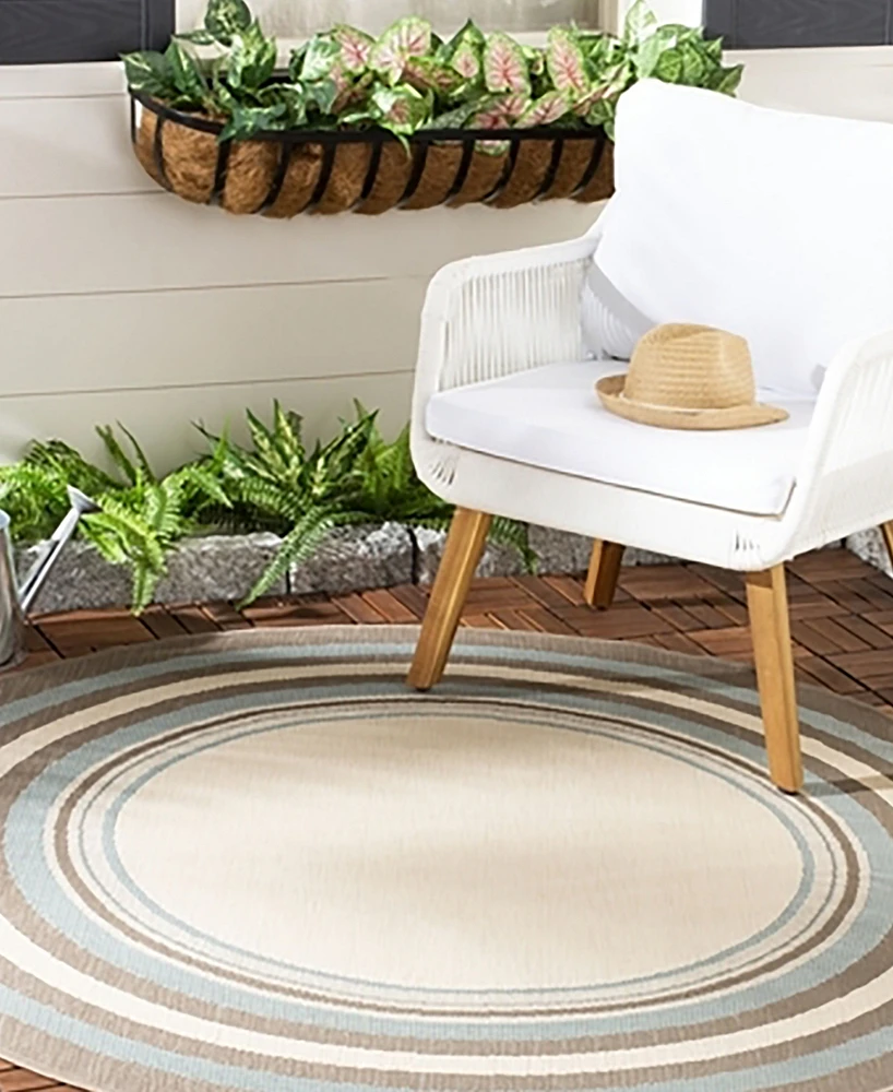 Safavieh Courtyard CY7896 Beige and Blue 5'3" x 5'3" Round Outdoor Area Rug